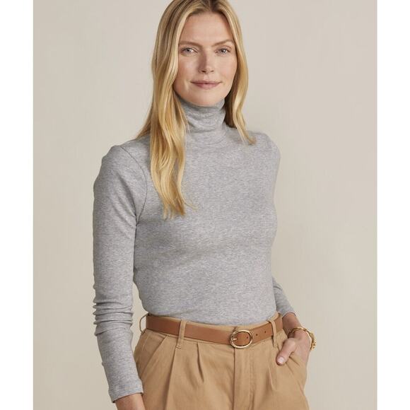 Vineyard Vines Rib Turtleneck Light Grey Heather Size Medium M Modal Cotton - Picture 1 of 6